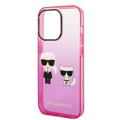 Karl Lagerfeld Gradient Ikonik Karl & Choupette iPhone 14 Pro 6.1&quot; Dėklas - Rožinis 5