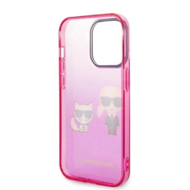 Karl Lagerfeld Gradient Ikonik Karl & Choupette iPhone 14 Pro 6.1&quot; Dėklas - Rožinis 6