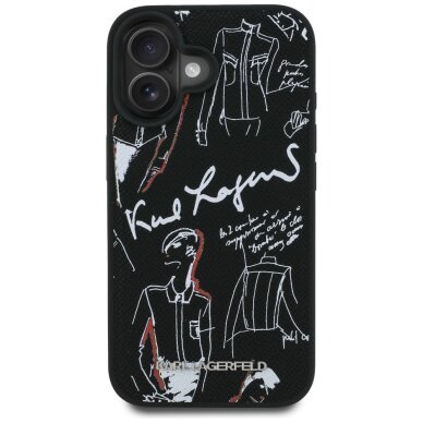 iPhone 16 Karl Lagerfeld Grained Pattern & Logo MagSafe dėklas – juodas 2