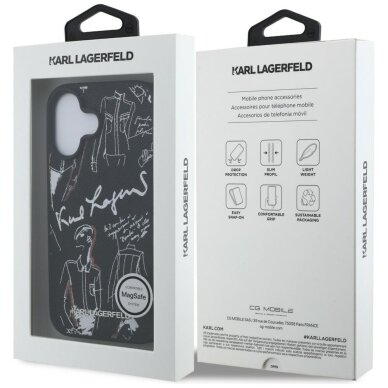 iPhone 16 Karl Lagerfeld Grained Pattern & Logo MagSafe dėklas – juodas 7