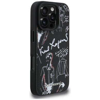 iPhone 16 Pro Max Karl Lagerfeld Grained Pattern & Logo MagSafe dėklas – juodas 3 iPhone 16 Pro Max Karl Lagerfeld Grained Pattern & Logo MagSafe dėklas – juodas 3