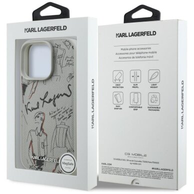 iPhone 16 Pro Max Karl Lagerfeld Grained Pattern & Logo MagSafe dėklas – pilkas 7