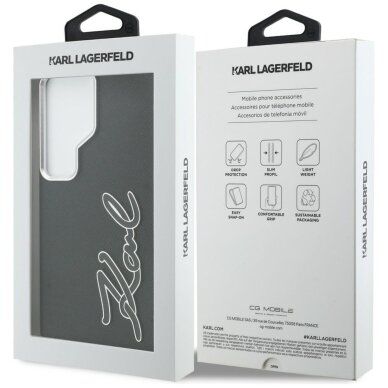 Samsung Galaxy S26 Ultra Karl Lagerfeld Grained Signature Metal Resin Logo dėklas – juodas 7