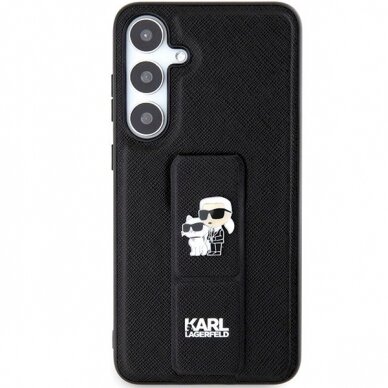 Karl Lagerfeld Gripstand Saffiano Karl Choupette Pins dėklas Samsung Galaxy S24 - Juodas 2 Karl Lagerfeld Gripstand Saffiano Karl Choupette Pins dėklas Samsung Galaxy S24 - Juodas 2