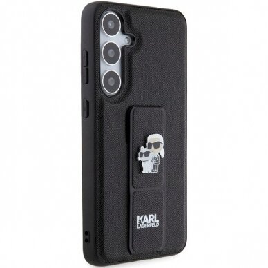 Karl Lagerfeld Gripstand Saffiano Karl Choupette Pins dėklas Samsung Galaxy S24 - Juodas 3 Karl Lagerfeld Gripstand Saffiano Karl Choupette Pins dėklas Samsung Galaxy S24 - Juodas 3