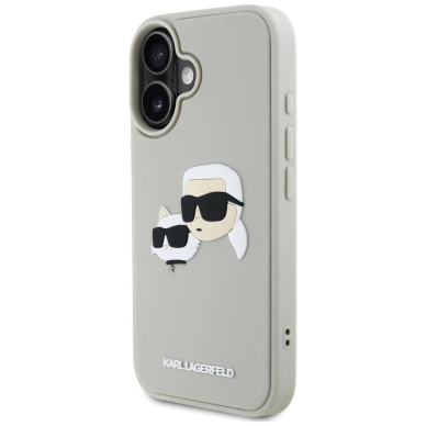 Karl Lagerfeld HC 3D Rubber Double Heads iPhone 16 Dėklas - Beige 1