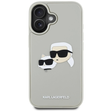 Karl Lagerfeld HC 3D Rubber Double Heads iPhone 16 Dėklas - Beige 2