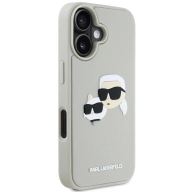 Karl Lagerfeld HC 3D Rubber Double Heads iPhone 16 Dėklas - Beige 3 Karl Lagerfeld HC 3D Rubber Double Heads iPhone 16 Dėklas - Beige 3
