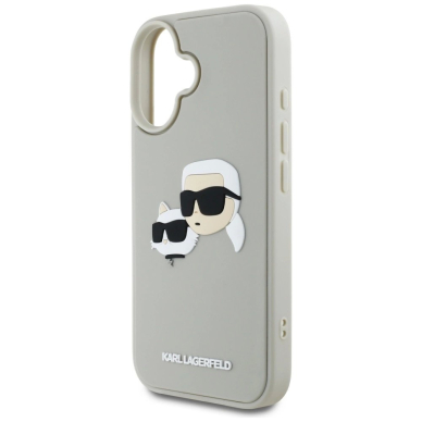 Karl Lagerfeld HC 3D Rubber Double Heads iPhone 16 Dėklas - Beige 5