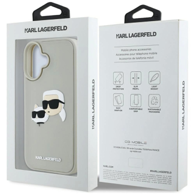 Karl Lagerfeld HC 3D Rubber Double Heads iPhone 16 Dėklas - Beige 7