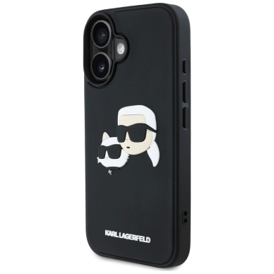 Karl Lagerfeld HC 3D Rubber Double Heads iPhone 16 Dėklas - Juodas 1