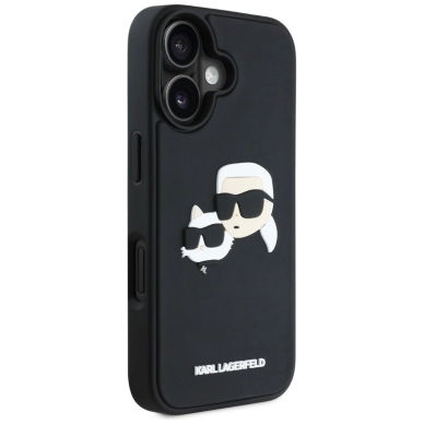 Karl Lagerfeld HC 3D Rubber Double Heads iPhone 16 Dėklas - Juodas 3