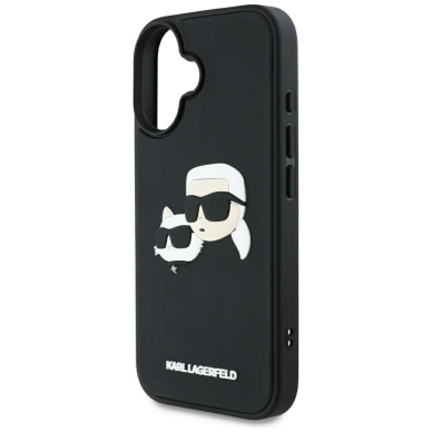 Karl Lagerfeld HC 3D Rubber Double Heads iPhone 16 Dėklas - Juodas 5