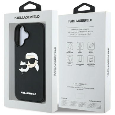 Karl Lagerfeld HC 3D Rubber Double Heads iPhone 16 Dėklas - Juodas 7