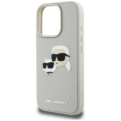 Karl Lagerfeld HC 3D Rubber Double Heads iPhone 16 Pro Dėklas - Beige 5 Karl Lagerfeld HC 3D Rubber Double Heads iPhone 16 Pro Dėklas - Beige 5