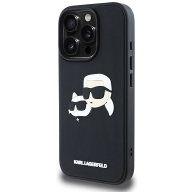 Karl Lagerfeld HC 3D Rubber Double Heads iPhone 16 Pro Dėklas - Juodas 1