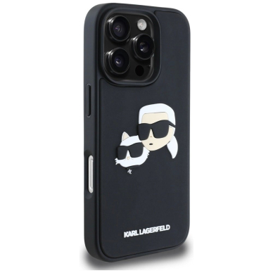 Karl Lagerfeld HC 3D Rubber Double Heads iPhone 16 Pro Dėklas - Juodas 3