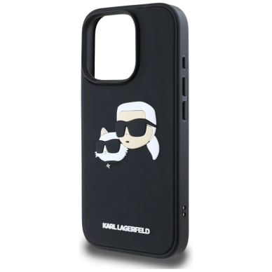 Karl Lagerfeld HC 3D Rubber Double Heads iPhone 16 Pro Dėklas - Juodas 5