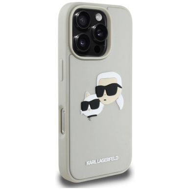 Karl Lagerfeld HC 3D Rubber Double Heads iPhone 16 Pro Max Dėklas - Beige 3