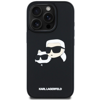 Karl Lagerfeld HC 3D Rubber Double Heads iPhone 16 Pro Max Dėklas - Juodas 2