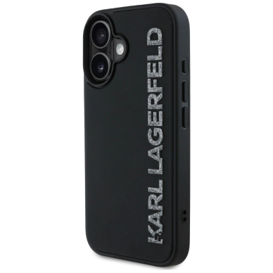 Karl Lagerfeld HC 3D Rubber Elongated Glitter iPhone 16 dėklas - juodas 1