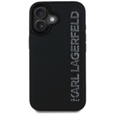 Karl Lagerfeld HC 3D Rubber Elongated Glitter iPhone 16 dėklas - juodas 2