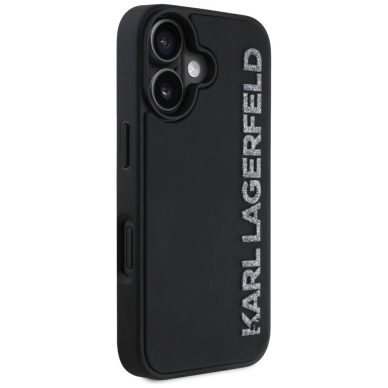 Karl Lagerfeld HC 3D Rubber Elongated Glitter iPhone 16 dėklas - juodas 3