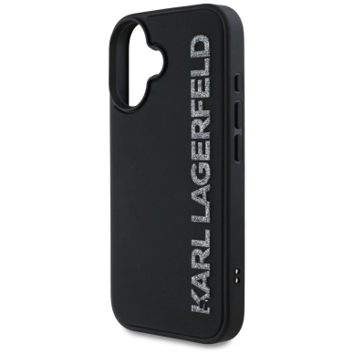 Karl Lagerfeld HC 3D Rubber Elongated Glitter iPhone 16 dėklas - juodas 5