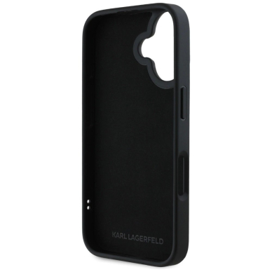 Karl Lagerfeld HC 3D Rubber Elongated Glitter iPhone 16 dėklas - juodas 6