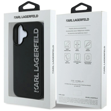 Karl Lagerfeld HC 3D Rubber Elongated Glitter iPhone 16 dėklas - juodas 7