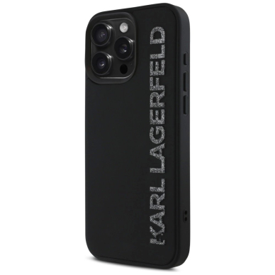 Karl Lagerfeld HC 3D Rubber Elongated Glitter iPhone 16 Pro Dėklas - Juodas 1