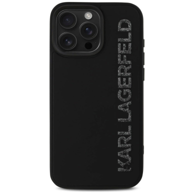 Karl Lagerfeld HC 3D Rubber Elongated Glitter iPhone 16 Pro Dėklas - Juodas 2
