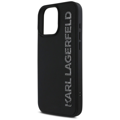 Karl Lagerfeld HC 3D Rubber Elongated Glitter iPhone 16 Pro Dėklas - Juodas 5