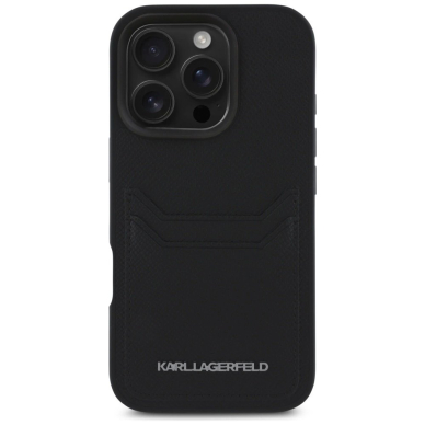 iPhone 16 Pro Max – Karl Lagerfeld HC Grained PU Cardslot Metal Elong dėklas - Juodas 2