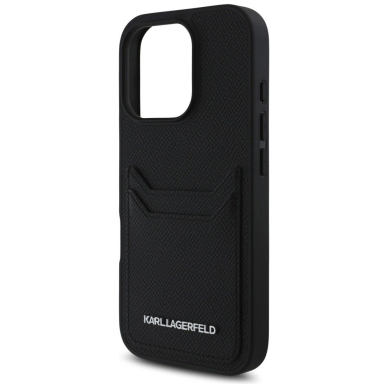 iPhone 16 Pro Max – Karl Lagerfeld HC Grained PU Cardslot Metal Elong dėklas - Juodas 5