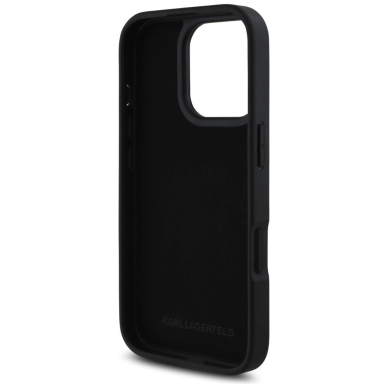 iPhone 16 Pro Max – Karl Lagerfeld HC Grained PU Cardslot Metal Elong dėklas - Juodas 6