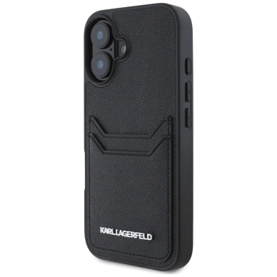 iPhone 16 – Karl Lagerfeld HC Grained PU Cardslot Metal Elong dėklas - Juodas 1