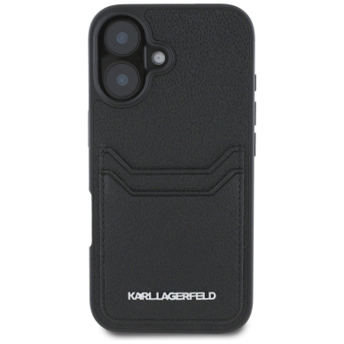iPhone 16 – Karl Lagerfeld HC Grained PU Cardslot Metal Elong dėklas - Juodas 2
