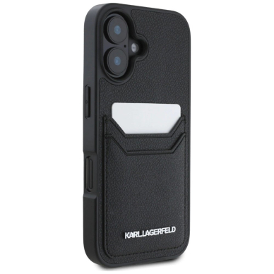 iPhone 16 – Karl Lagerfeld HC Grained PU Cardslot Metal Elong dėklas - Juodas 3