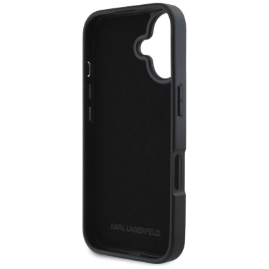 iPhone 16 – Karl Lagerfeld HC Grained PU Cardslot Metal Elong dėklas - Juodas 6