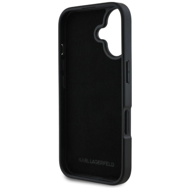 Karl Lagerfeld HC Grained PU Cardslot Metal Signature iPhone 16 Dėklas - Juodas 6