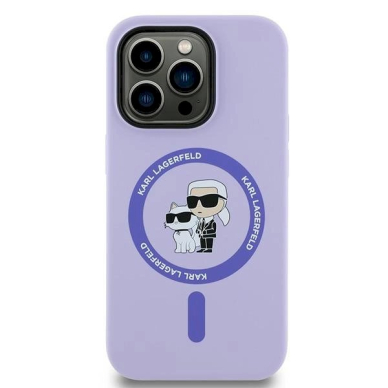 Karl Lagerfeld HC MagSafe Silicone Karl&Choupette Heads Ring Dėklas iPhone 14 Pro - violetinis 2 Karl Lagerfeld HC MagSafe Silicone Karl&Choupette Heads Ring Dėklas iPhone 14 Pro - violetinis 2