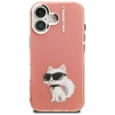iPhone 16 Karl Lagerfeld IML Aquarelle Choupette & Logo dėklas – rožinis 2