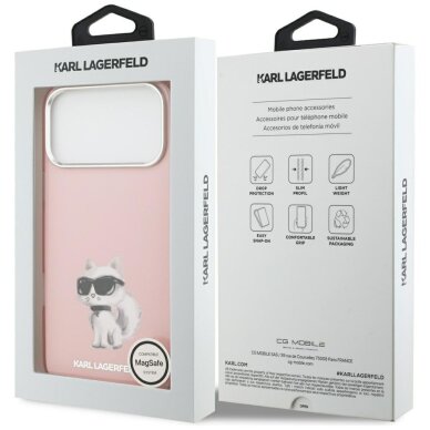 iPhone 17 Pro Max dėklas Karl Lagerfeld IML Aquarelle Choupette & Logo, MagSafe – rožinis 7