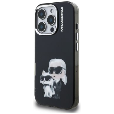 iPhone 16 Pro Max Karl Lagerfeld IML Aquarelle Karl & Choupette & Logo dėklas – juodas 1