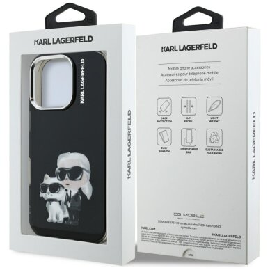 iPhone 16 Pro Max Karl Lagerfeld IML Aquarelle Karl & Choupette & Logo dėklas – juodas 7