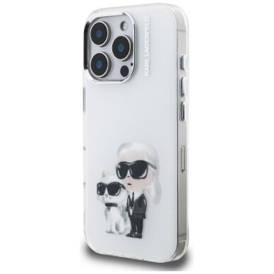 iPhone 16 Pro Max Karl Lagerfeld IML Aquarelle Karl & Choupette & Logo dėklas – baltas 1