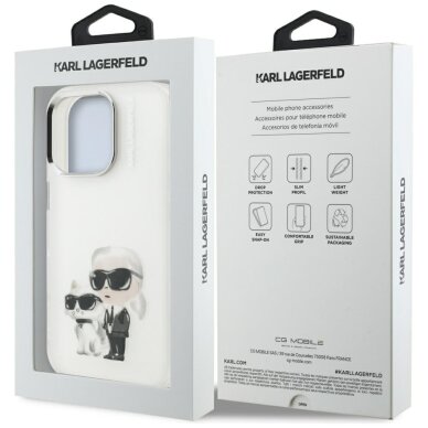 iPhone 16 Pro Max Karl Lagerfeld IML Aquarelle Karl & Choupette & Logo dėklas – baltas 7