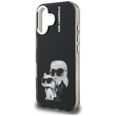 iPhone 16 Karl Lagerfeld IML Aquarelle Karl & Choupette & Logo dėklas – juodas 5