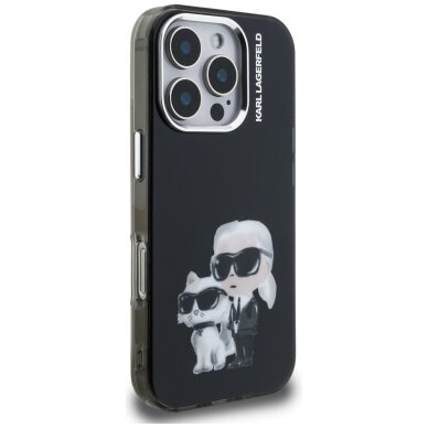 iPhone 16 Pro Karl Lagerfeld IML Aquarelle Karl & Choupette & Logo dėklas – juodas 3